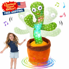 Dancing Cactus Toy Singing Talking Mimic LED Plush Toy for Kids Baby