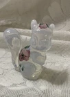 Fenton Hand Painted Opalescent Glass Squirrel Figurine Signed H. Reynolds Floral