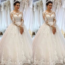 Calssic Wedding Dresses Long Sleeves Elegant Lace Custom Corset Bridal Gowns