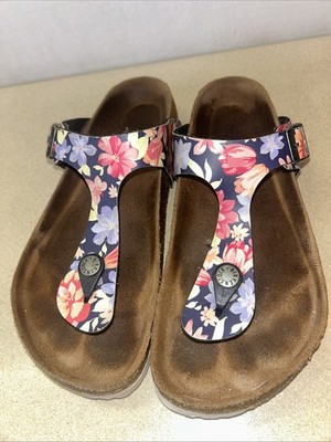Birkenstock Gizeh Women 6  6.5  EU 37 Floral Birko-Flor Thong Sandals Cork Slide