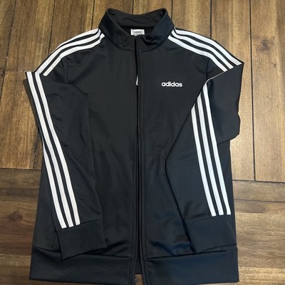 Adidas Track Jacket Women s Extra Small XS Essential Black 3 Stripe Zip Up