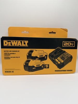 NEW DEWALT 20V Max XR (2) 5.0Ah Battery & Charger Starter Kit DCB205-2C