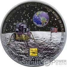 MOON LANDING Apollo 50th Anniversary 3 Oz Silver Coin 20$ Cook Islands 2019