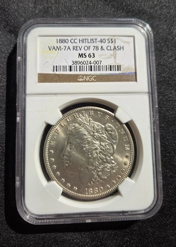 1880  CC Rev. 78 Hitlist-40 Top-100 Vam-7 W/Classh NGC MS63 Morgan Silver Dollar