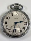 Antique ELGIN 9 Jewels Silver-Plated Pocket Watch Pre-Owned Runs -35#117