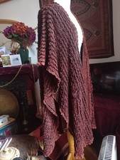 Vintage Sahara rust  velvet chenille kimono jacket ,wrap,one size lagenlook,arty