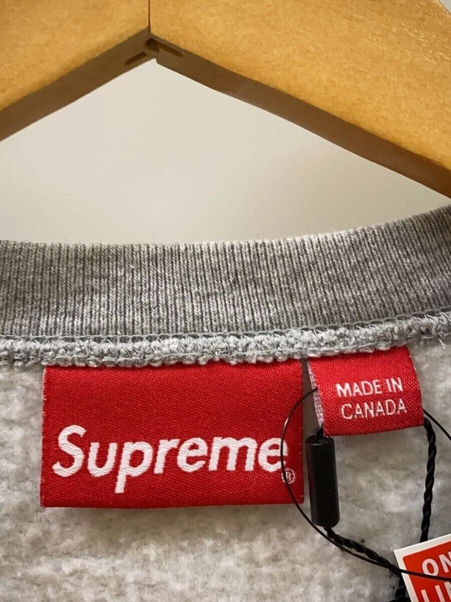 Supreme Felpa con Cappuccio Box Logo Girocollo Erica Grigio S Cotone Grigio Usata