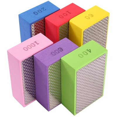 6 Pack Diamond Hand Polishing Pads Sanding Blocks for Glass Wood Ceramic Marble