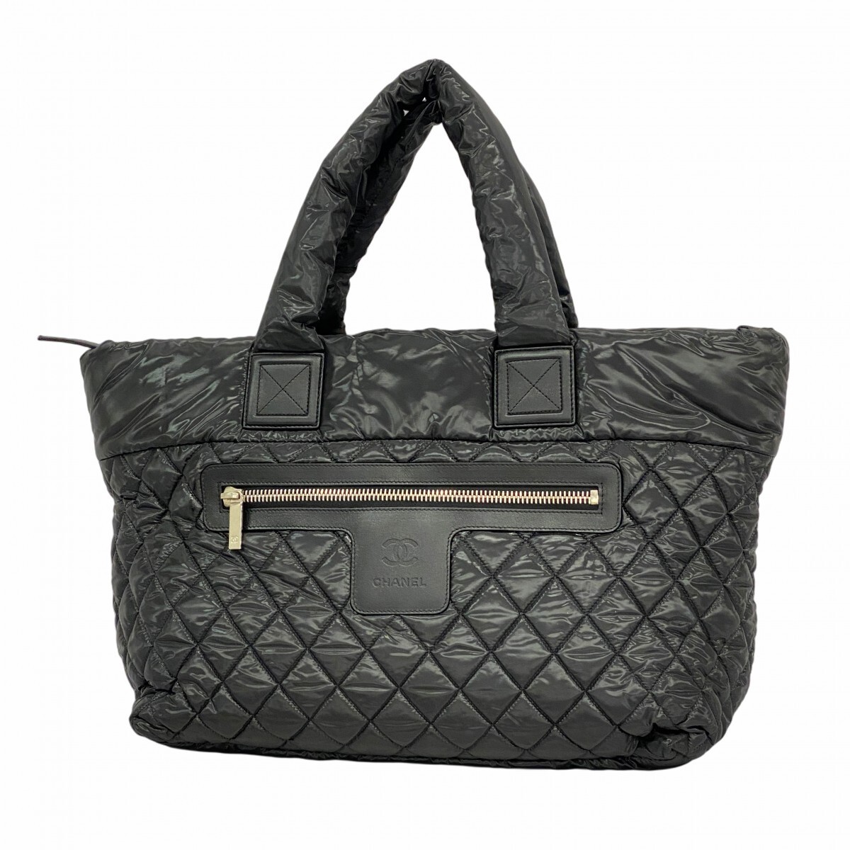 CHANEL Coco Cocoon Black Nylon Tote Silver Hardware Pre-Owned