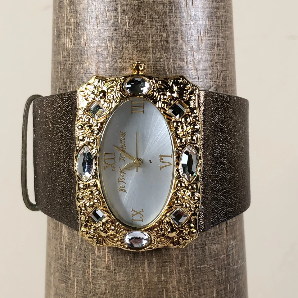 Reloj Betsy Johnson Mujer BJ2012 Vestido Piedras Preciosas Cuero Cuarzo 40mm 6 1/2" Foto 2 de 4