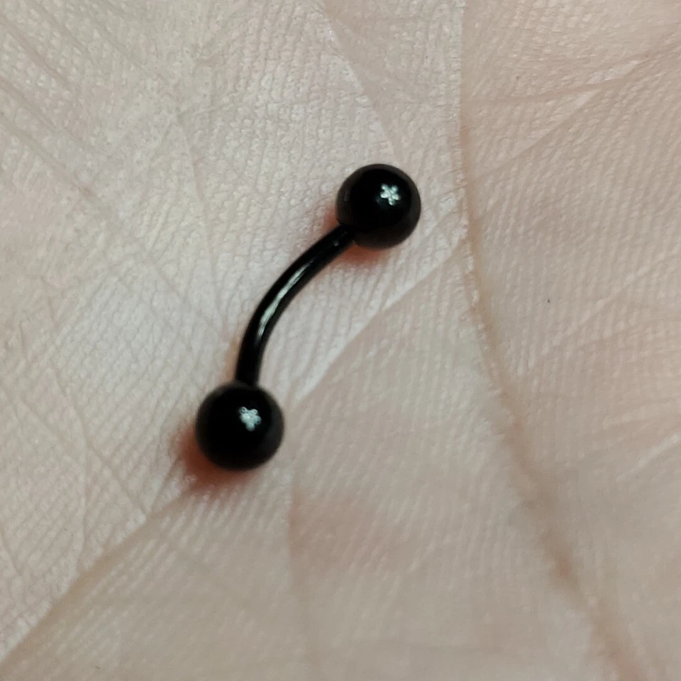 Barbell curvo preto 4mm bolas 18g 16g 14g 6mm 8mm 10mm 12mm - EUA envio rápido - Imagem 2 de 4
