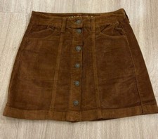 American Eagle Skirt, Brown Corduroy, Size 6, Super High Rise A-Line