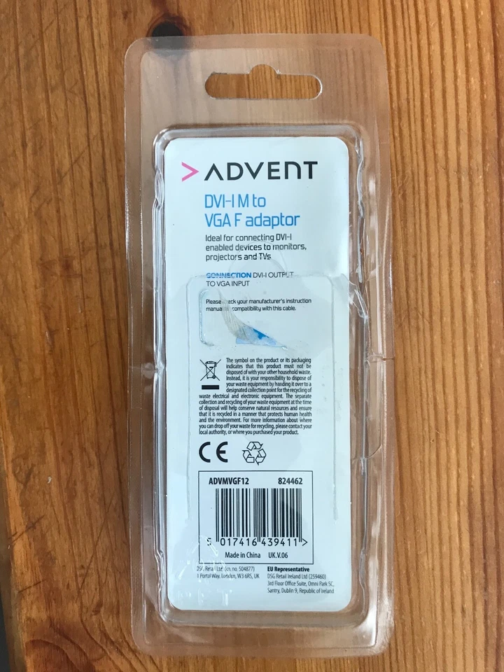 GENUINE ADVENT ADVMVGF12 DVI M TO VGA F ADAPTER IN ITS ORIGINAL BOX COMPLETE BOX - Image 4 of 4