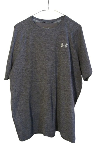 Under Armour Run Men's XL Gray Heatgear "Fitted" Moisture Wicking Tee Shirt