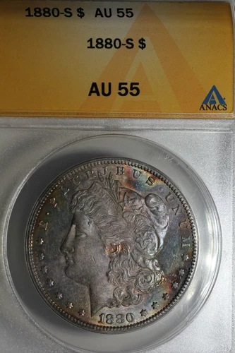 1880 S - $1  AU 55, Morgan Silver Dollar Miss Liberty Dollar, $1