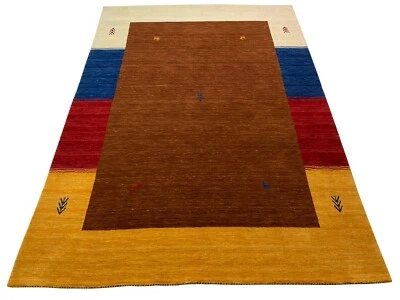Tapis Gabbeh 100% Laine 170x240 CM Braun Rouge Beige Tissé à la Main D'Orient - Photo 1/4