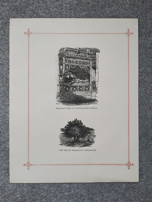 Dacre Grab in der Hustmonceux Kirche & Wilmington Kirchhof - antiker Druck - 1875