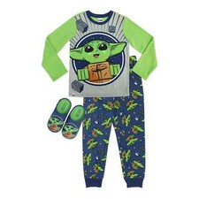 Lego Star Wars Baby Yoda 2 PC Long Sleeve Pajama And Slippers Set Boy Size 8