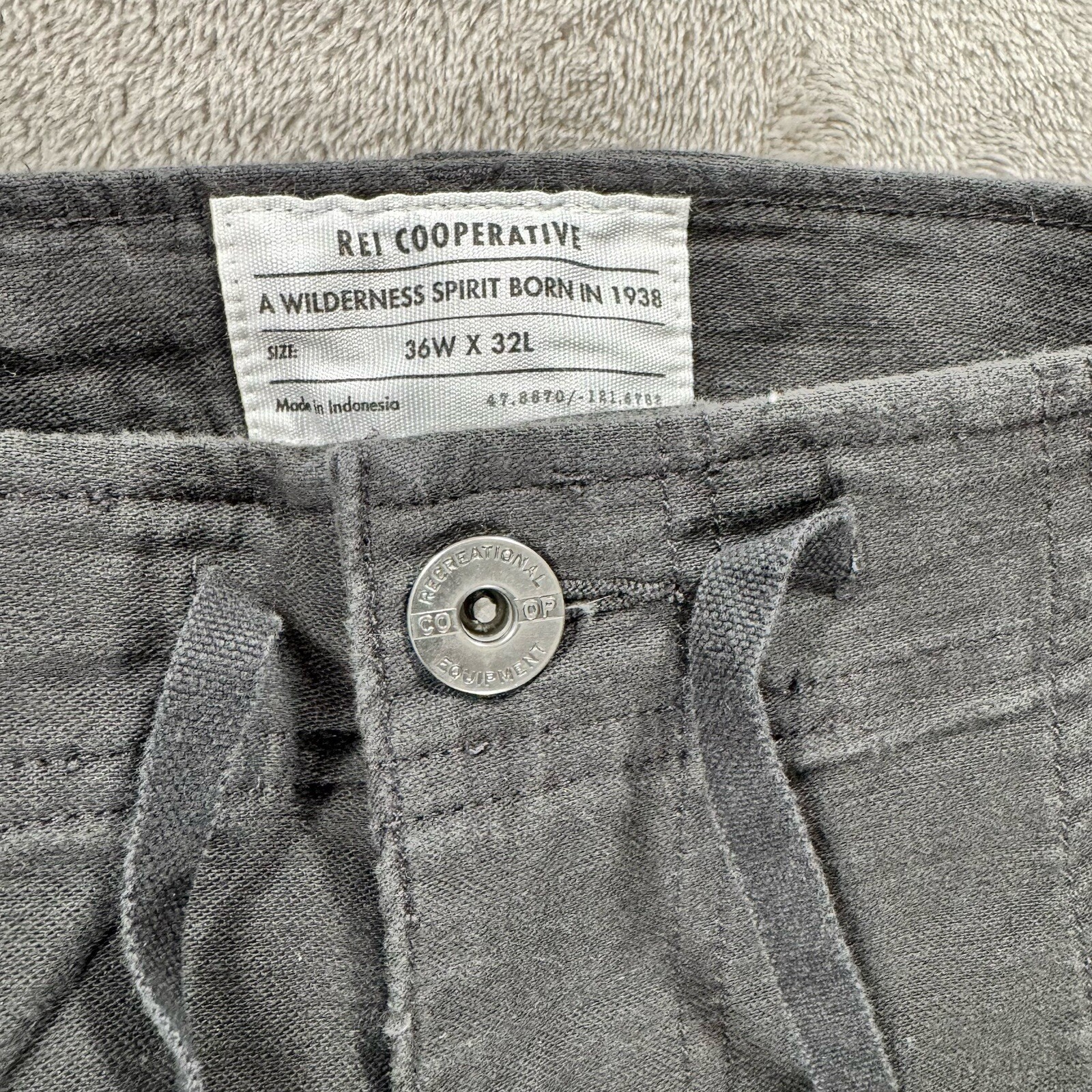 REI Co-Op Pants Mens 36x32 Gray Trailsmith Jogger Outdoor Hiking Double Knee