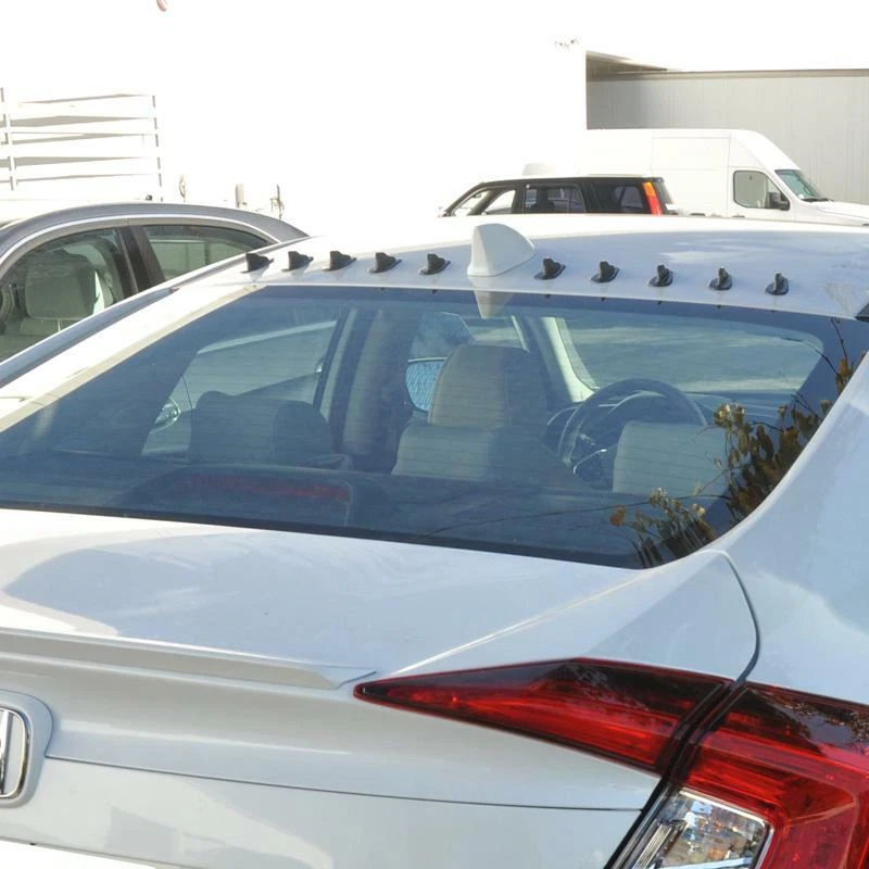 通用 10x JDM 运动赛车碳纤维图案屋顶鲨鱼鳍装饰盖 — 第 3/4 张图片