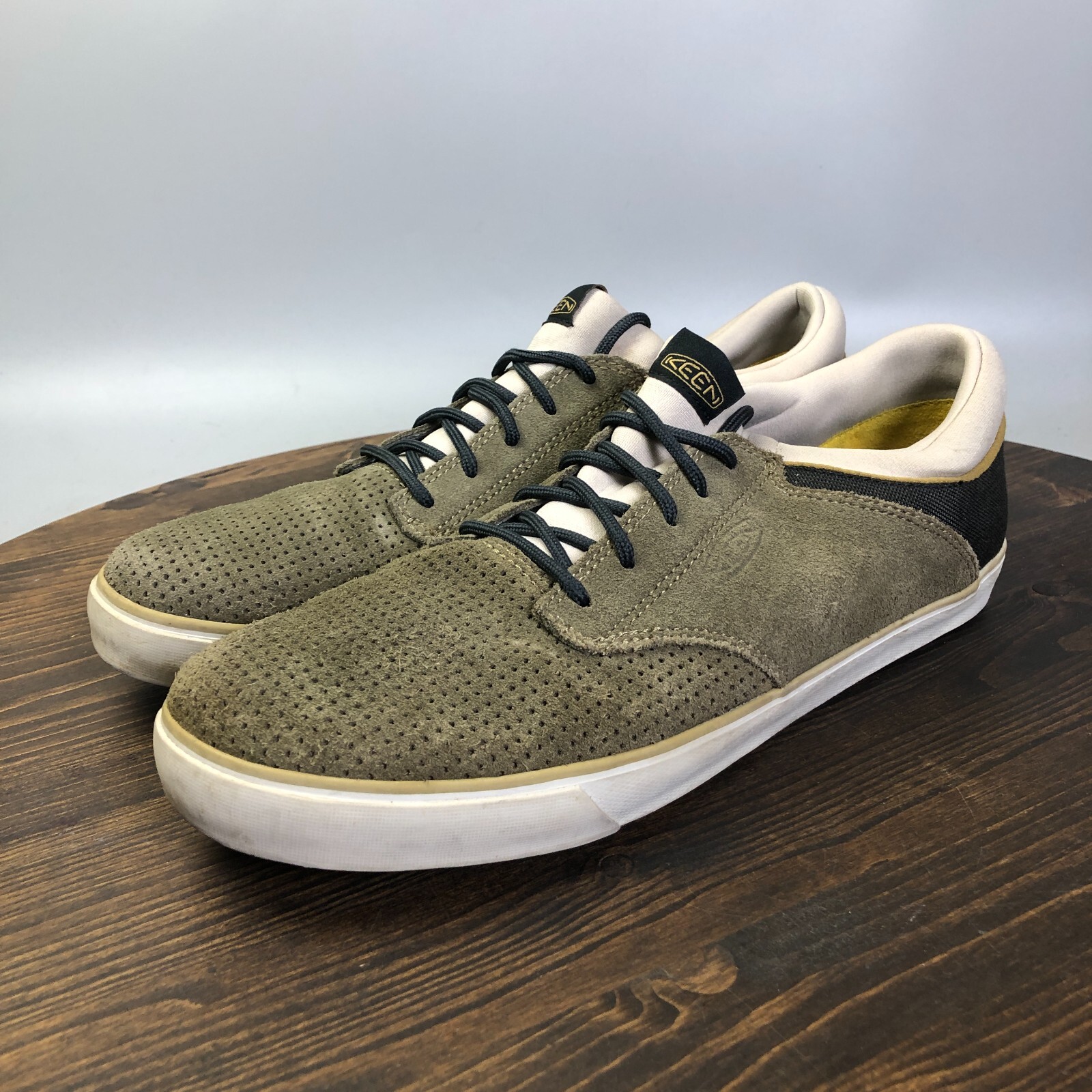 Scarpe sneakers casual KEEN GHI stringate uomo taglia 12 verde scamosciato