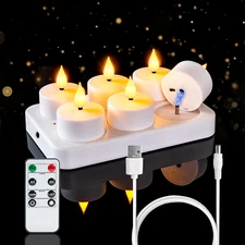 Rechargeable Tea Lights Flameless Candles with Remote Timer, Battery Operated LE