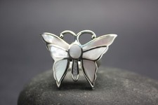 BUTTERFLY RING in MOTHER OF PEARL and .925 STERLING SILVER FAST FREE SHIPPING  