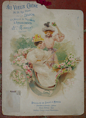sehr seltener großer Werbekarton Dijon Au Vieux Chêne um 1900