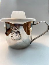 Baby Cup with Teddy Bear Silverplated Made in Hong Kong Plastic Sippy Lid