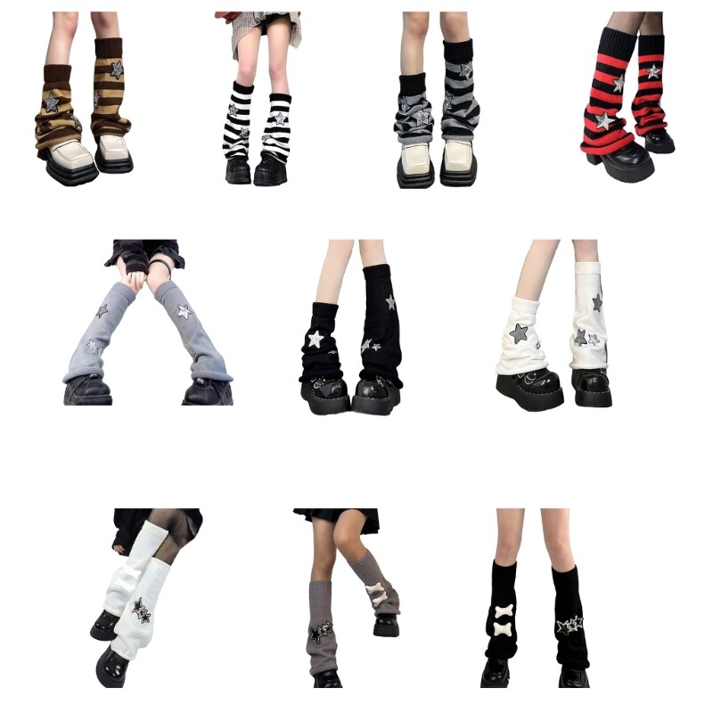 Women Fashion Leg Warmers Star Knit Long Leg Socks Warm Students