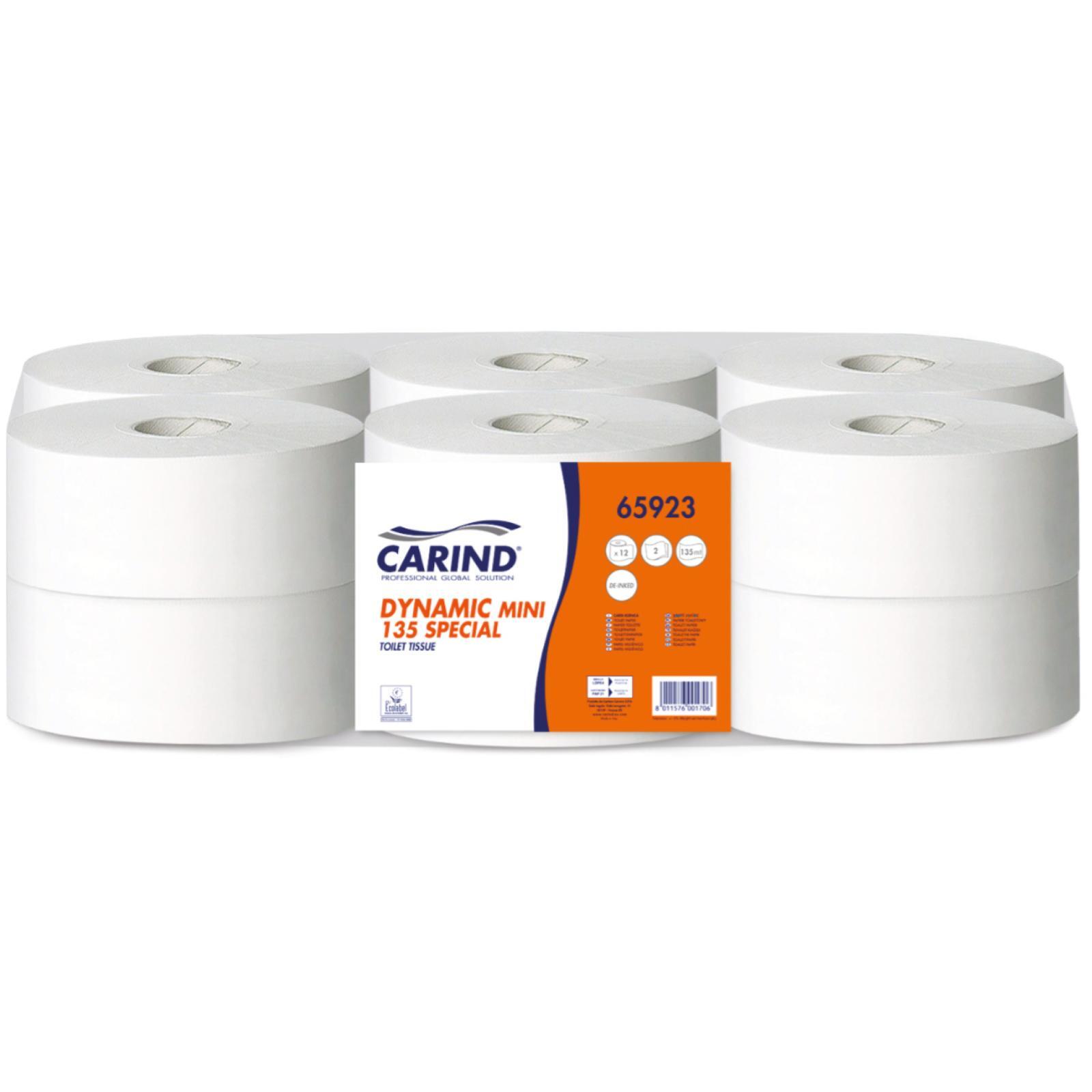 Carta Igienica Carind Mini Jumbo Dynamic 2 Veli 135 Metri 12 Rotoli