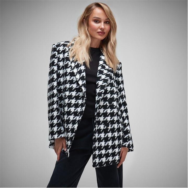 Missguided Houndstooth Formal Blazer Coat Size