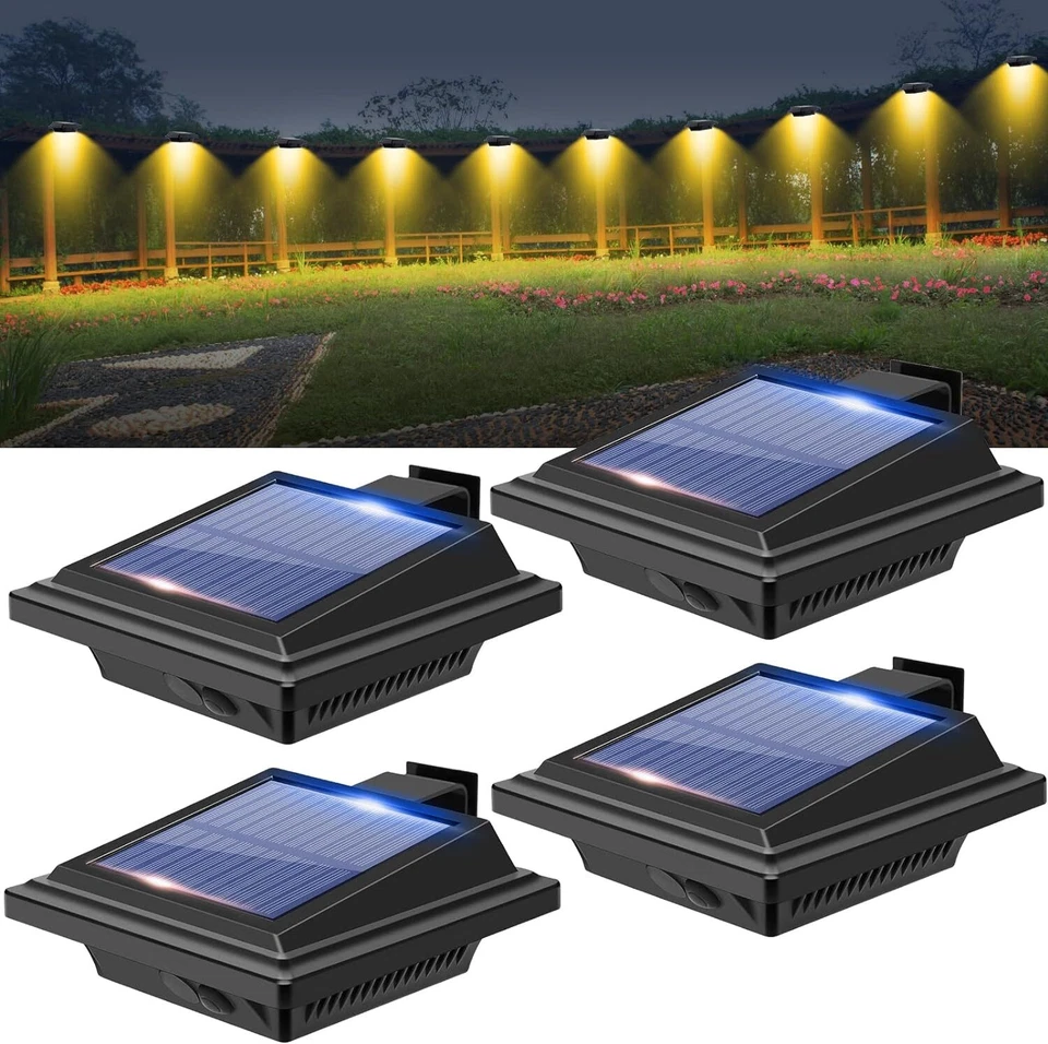 4Pcs 40LEDs Solar Light Sensor Lights for Gutter Fence Pathway Security Lamps - Image 2 of 4
