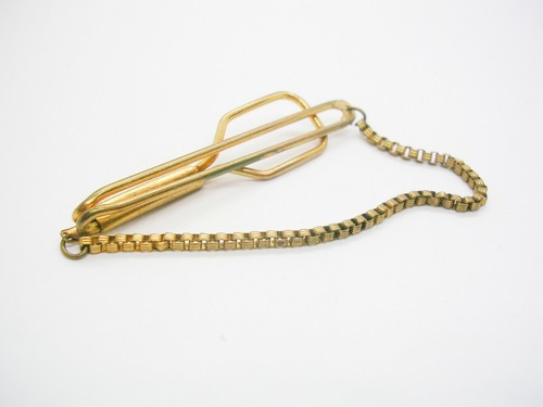 Vintage Tie Chain Mid Century Tie Clip simple design Formal Wear Men Accessory - Picture 2 of 3