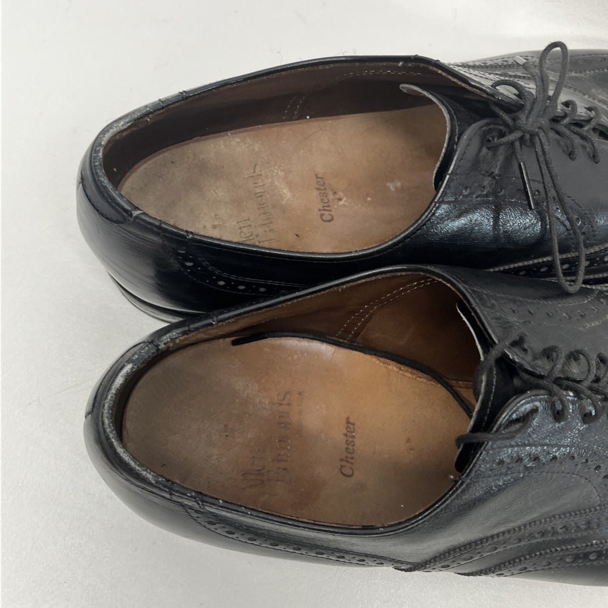 Allen Edmonds 1903 Chester Black Leather Wingtip Dress Oxfords