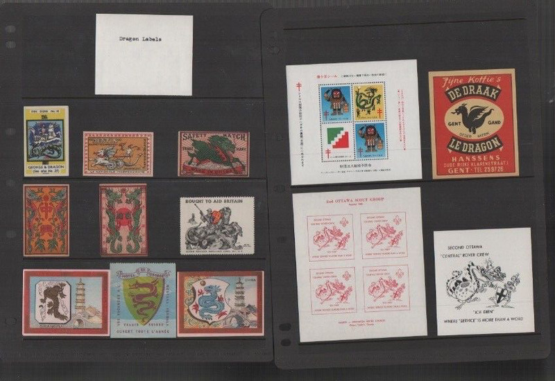 Old Match box Labels Dragon tea labels wills cigarette cards (bb10