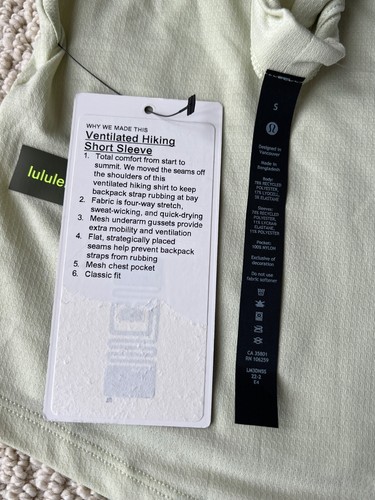 NWT Lululemon Dewy Yellow Ventilated Hiking Short Sleeve Tee T-Shirt Sz S $88 - Picture 14 of 14