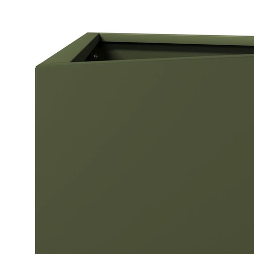 Pflanzkübel 2 Stk. Olivgrün Dreieckig 30x26x75 cm Stahl - Bild 9 von 11