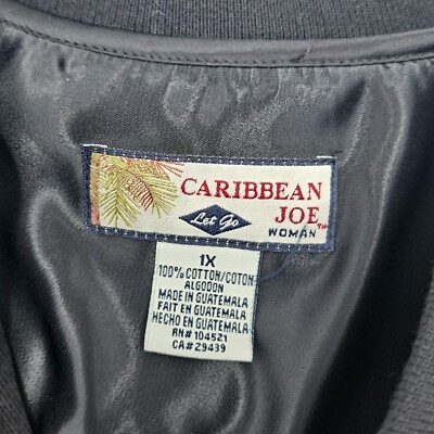 Vintage Caribbean Joe Corduroy Jacket Womens 1X Black 100% Cotton