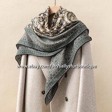 Sallys Boutique 70 Cashmere 30 Silk Wrap Scarf Paisley Print 2 Face Shawl 53"
