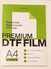 30 Sheets A4 Premium DTF Transfer Film for Sublimation - Double Side Matte Cl...