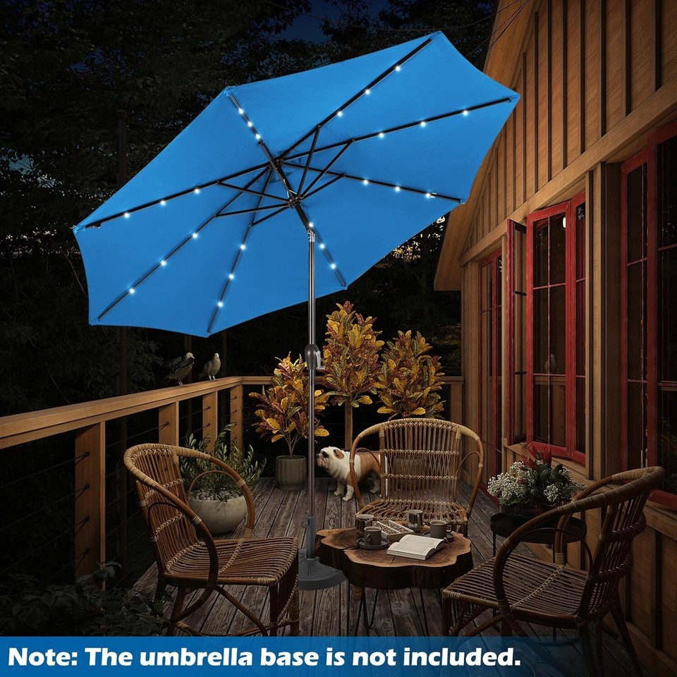 9ft/10ft Outdoor Patio umbrella with Solar Lights, Table Market