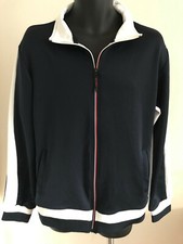 Trillnation Men  s Dark Blue / White Stripes Active Wear Full Zip Jacket Size L