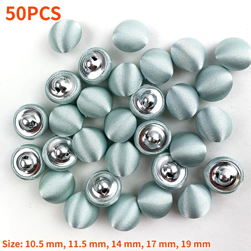 50X Satin Covered Buttons Cloth Buttons Metal Shank Buttons DIY Wedding Dress - Image 2 of 4