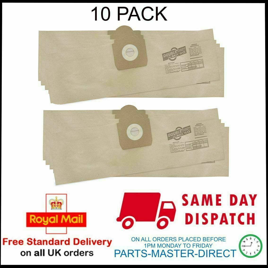 FITS TITAN SCREWFIX TTB785VAC 30 LITRE VACUUM CLEANER PAPER DUST BAGS