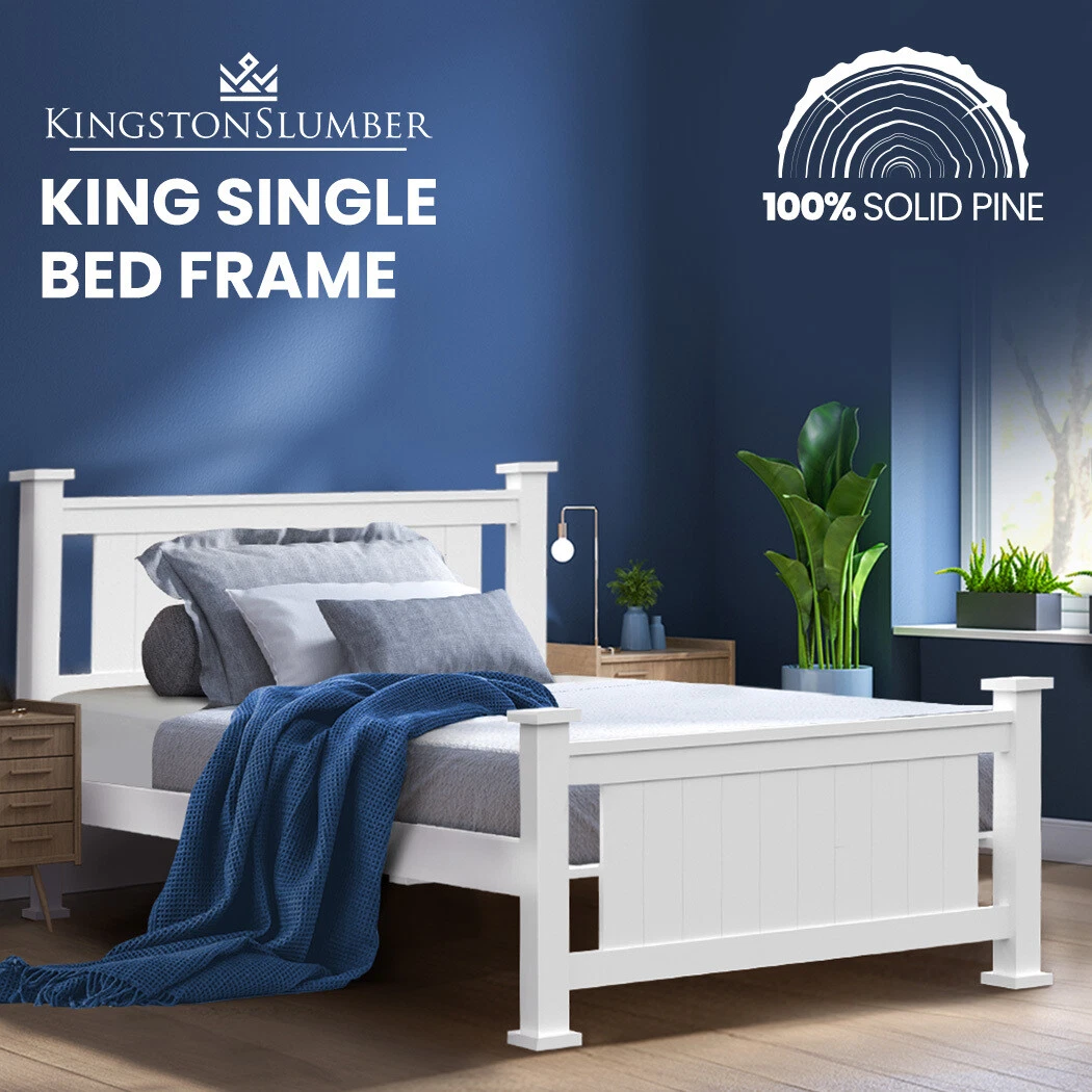White king single bed frame top
