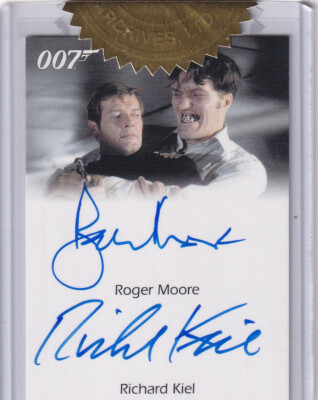 JAMES BOND DEALER INCENTIVE  ''Dual'' AUTOGRAPH CARD ROGER MOORE and RICHARD KIEL
