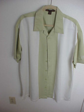 HARRITON RETRO BOWLING SHIRT SIZE XL, COLORS ARE LITE GREEN AND WHITE