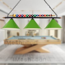 47" Hanging Pool Table Light Billiard Lamp w/15 Real Billiard Ball 3 Metal Shade
