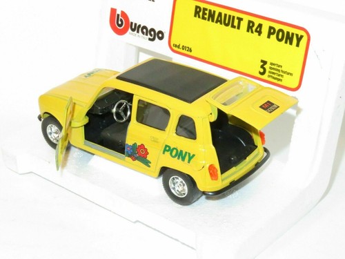 Original 1/24 Burago Renault 4 PONY - Yellow - Made in Italy - Picture 7 of 9